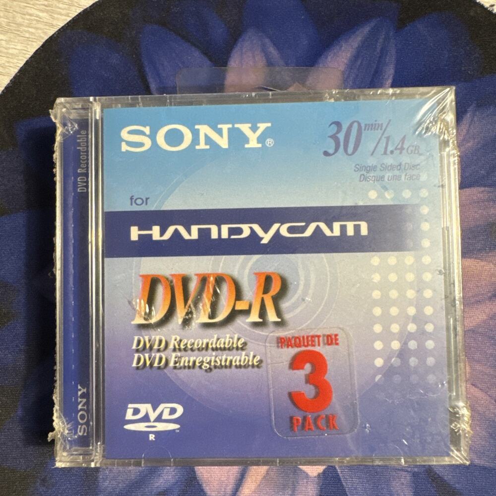 LOT of (3) SONY HANDYCAM DVD-R DVD Recordable! 30 min, 1.4 GB, BRAND NEW Sealed